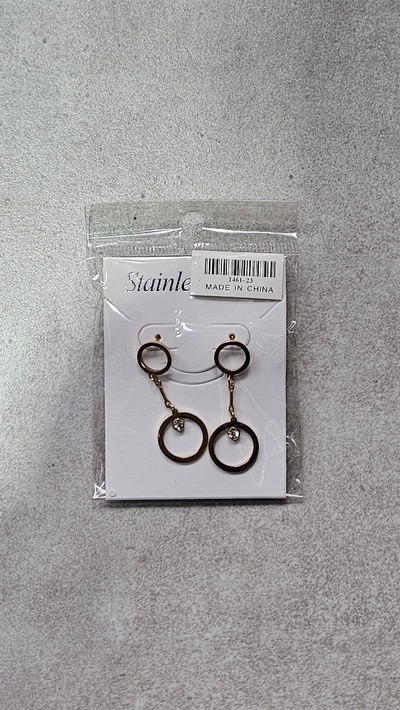 AROS ACERO DORADO CON STRASS X PAR