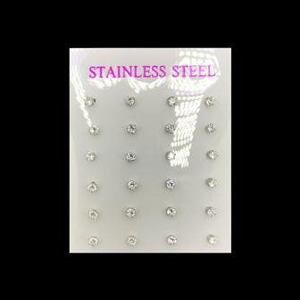 AROS DE ACERO CON PIEDRA STRASS X 12 PARES CH
