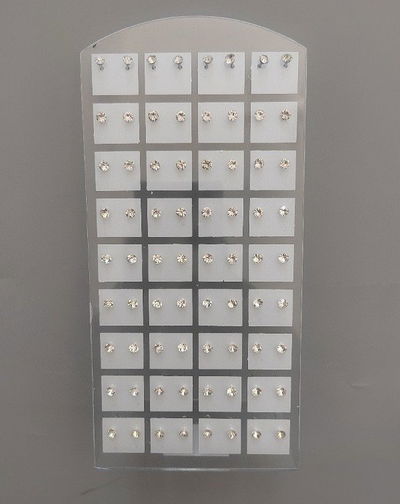 AROS STRASS CON EXIBIDOR X 36 PARES TRANSPARENTE