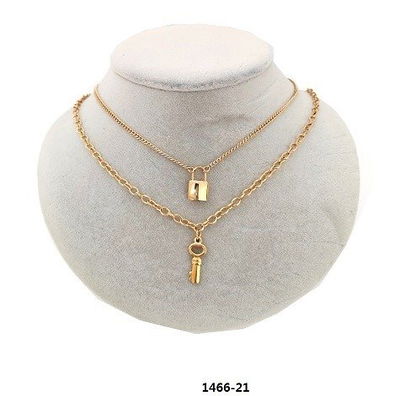 COLGANTE ACERO BLANCO Y DORADO DOBLE CON DIJE X PCS
