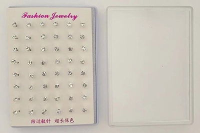 AROS STRASS CON EXIBIDOR X 24 PARES TRANSPARENTE