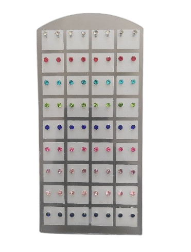 AROS STRASS CON EXIBIDOR X 36 PARES COLORES