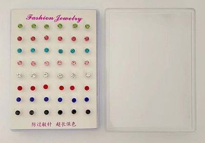 AROS STRASS CON EXIBIDOR X 24 PARES COLORES