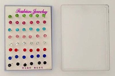 AROS STRASS CON EXIBIDOR X 24 PARES COLORES