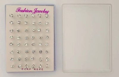 AROS STRASS CON EXIBIDOR X 24 PARES TRANSPARENTE