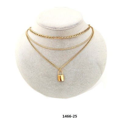 COLGANTE ACERO BLANCO Y DORADO TRIPLE CON DIJE X PCS