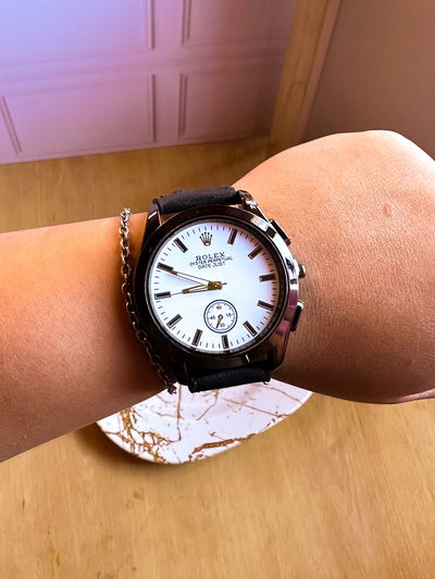 Reloj de hombre Rolx ecocuero negro