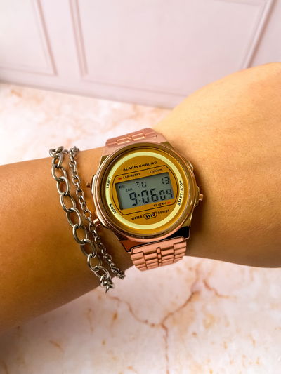 Reloj tipo casio redondo rose
