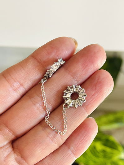 Charms separador con zirconias y cadena ( doble ) 