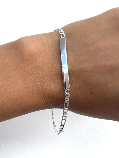 Pulsera identidad con cadena fígaro 3 x1