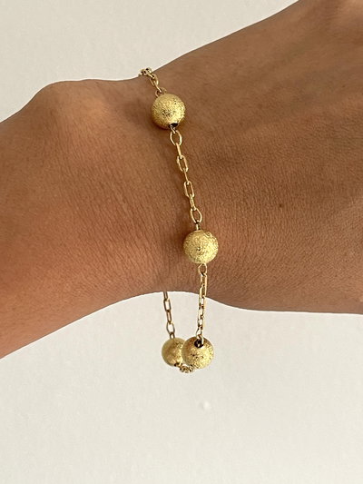 Pulsera cadena con esferas satinadas