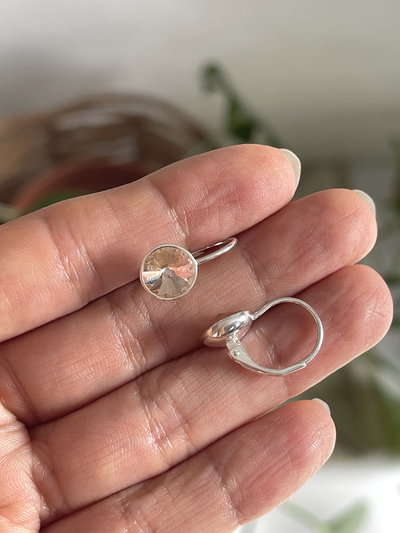 Aros brisuras botón zirconias naranja suave .