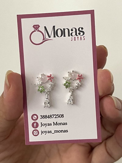 Aros pasantes Aleli con flores y mariposas