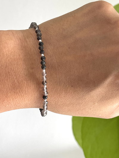 Pulsera con ágatas negras en degrade y plata 925