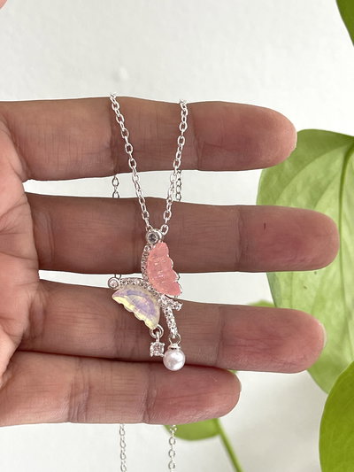 Conjunto dije mariposa con dije perla Colgate