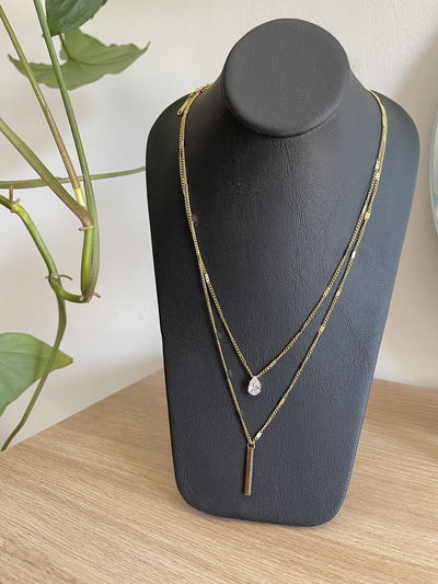 Collar doble barrita y cubic Linea waterproof 