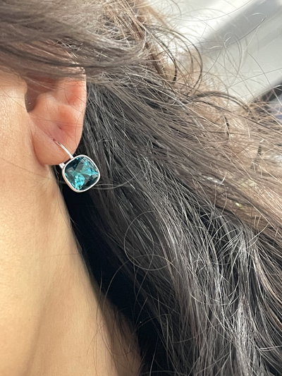 Aros brisuras cuadrados turquesa 