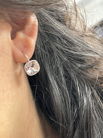 Aros brisuras  cuadrados rosa bebé 