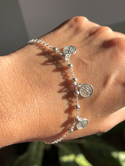 Pulsera san  Benito 3 medallas 