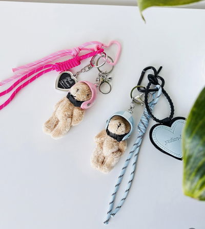 Bag Charms y llavero cartera osito, moño y porta retrato 