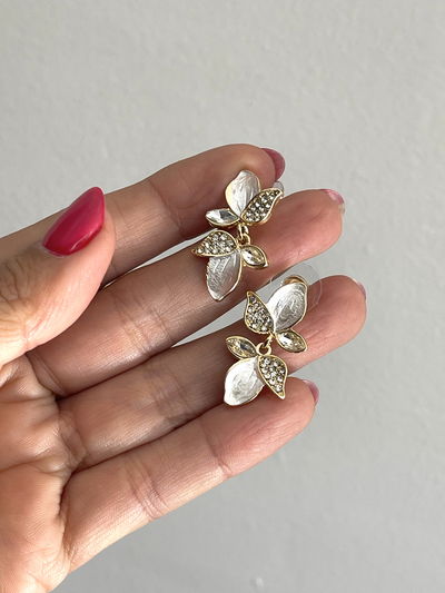 Aros nuss perle ( hojitas con brillo y dorado )