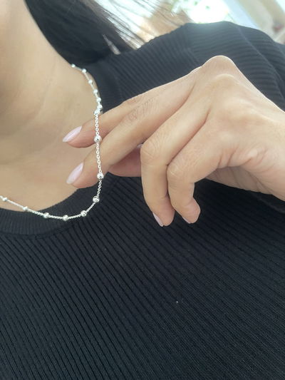 Cadena espejito con bolitas de 4 mm ( 50 cm )