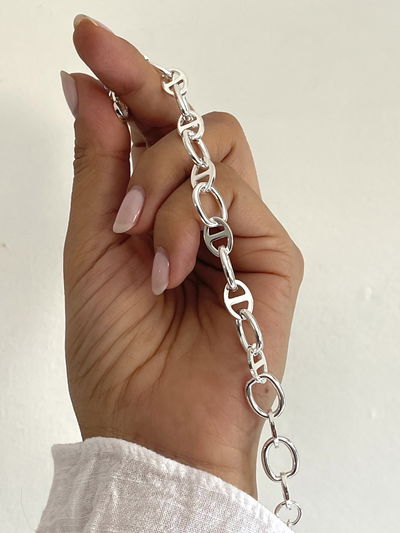 Pulsera con eslabones combinado estilo Gucci 