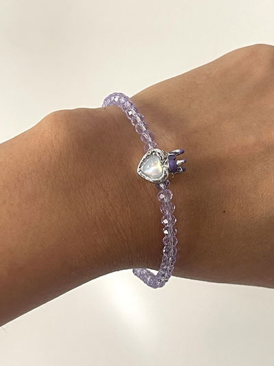 Pulsera cristales lila ( con dije ) 
