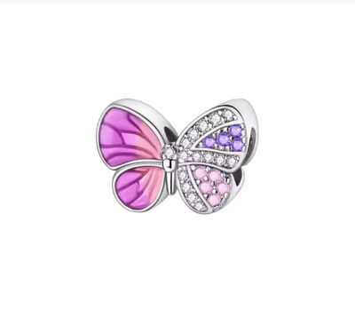 Dije Charms mariposa con colores y micropave . 