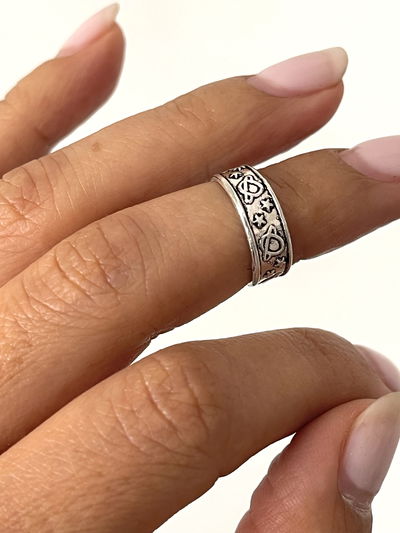 Anillo media falanges ( Saturno y estrellas ) 