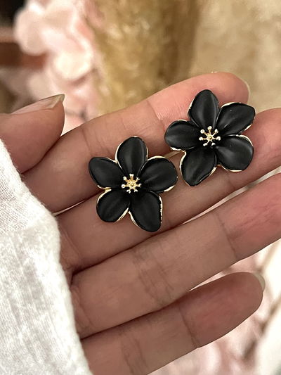 Aros flor negra / dorado 