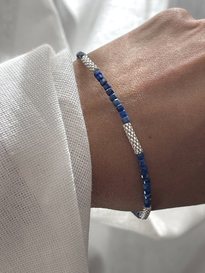Pulsera combinada con plata 925 y lapislázuli
