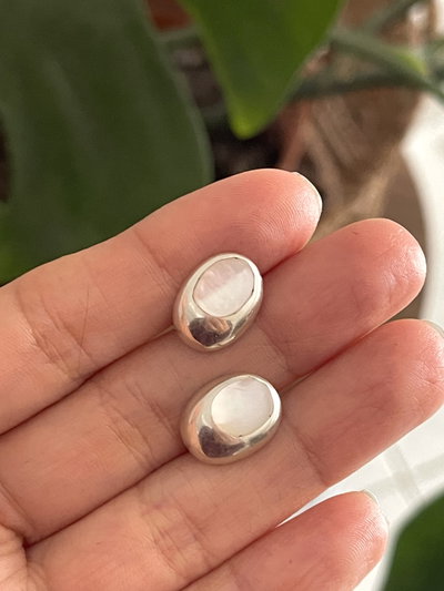 Aros pasantes  con nácar plata 950