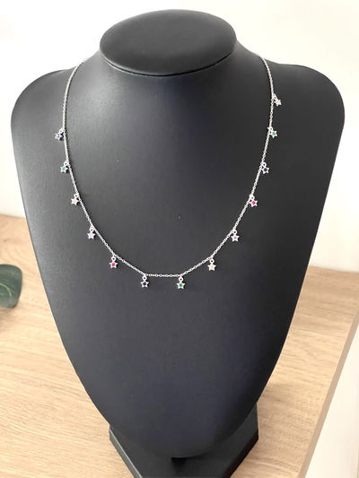 Choker con minis estrellas con zirconias de distintos colores 
