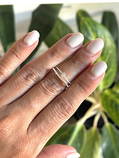 Anillo midi cuadrado doble 