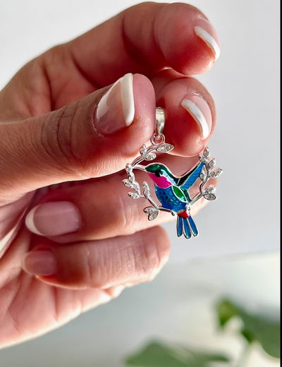Dije colibrí esmaltado 
