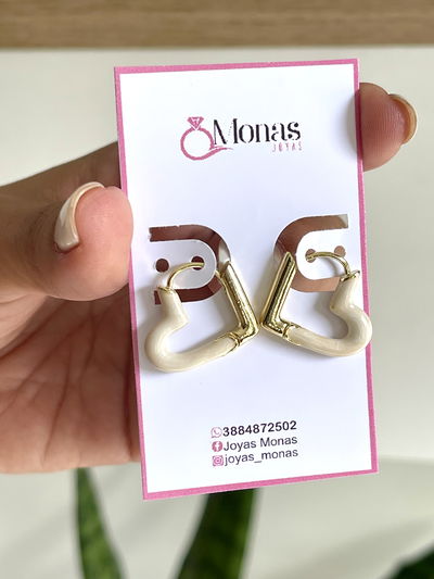 Argollas corazón esmaltadas 