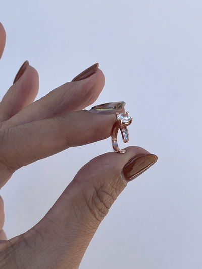 Ear cuff Plata rose con zirconias y micropave 