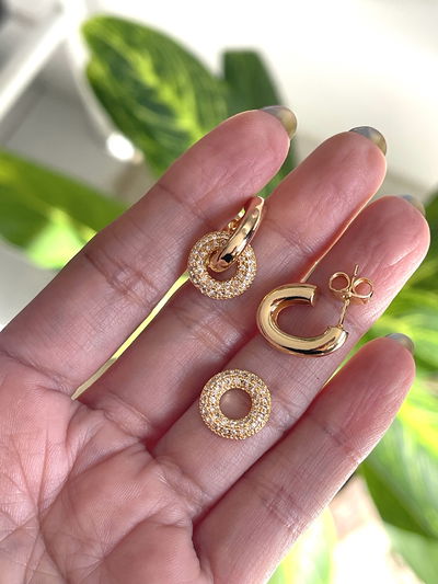 Aros semi argollas con dije desmontables 