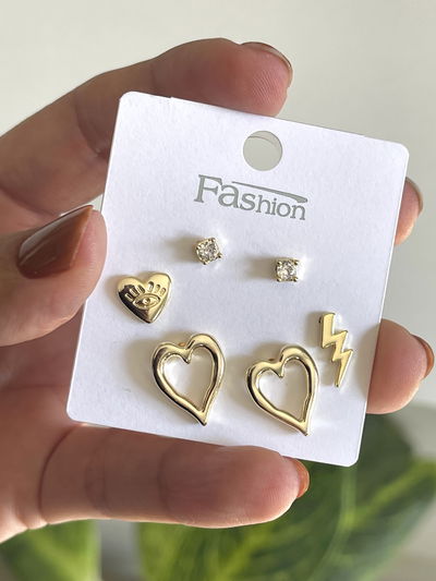 Mix x 3 aros corazón , rayo ,ojo turco y punto de luz 
