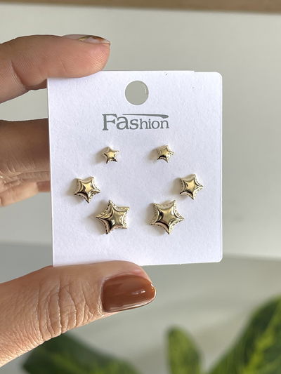 Mix aros x 3 en forma de estrellas 
