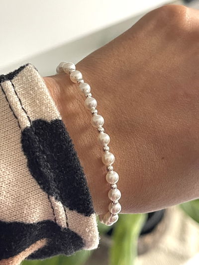 Pulsera bolita y perla intercalada 