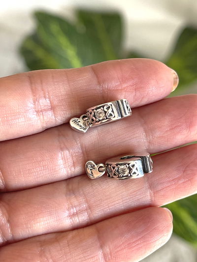 Dije Charms cierre con infinito y con micropave  y corazón colgante 