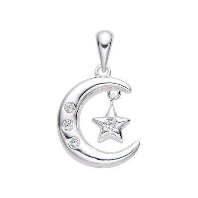 Dije media luna con estrella pequeña colgante 