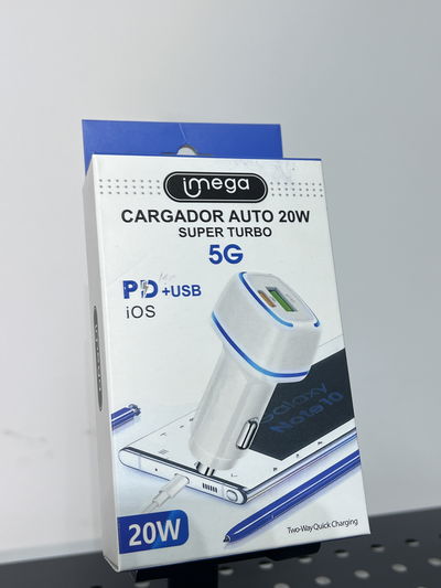 IMEGA CARGADOR AUTO V8 20W 2 ENTRADAS USB TIPO-C
