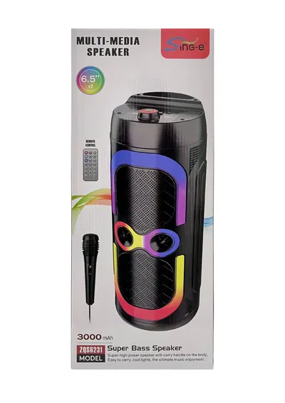 SING-E PARLANTE BLUETOOTH 6.5" CON 1 MICROFONO CON CONTROL REMOTO 3000mAh ZQS6231