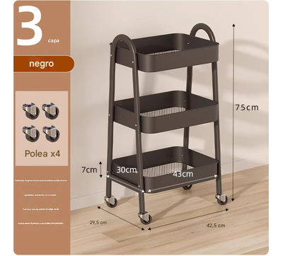 ORGANIZADOR C/RUEDAS 3 CESTOS + 41*29*75