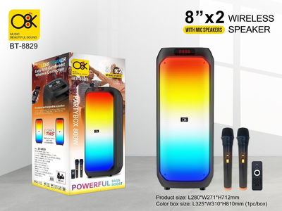 PARLANTE INALAMBRICO BLUETOOTH 8‘’ x2 O8K