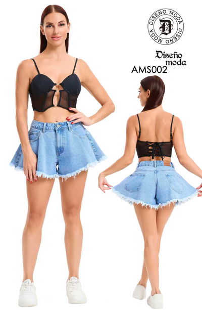 PANTALON CORTO JEAN MUJER TALLE 36-46 BULTO：12 UNI