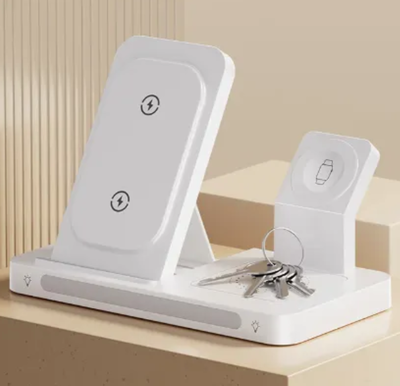 CARGADOR INALÁMBRICO BLANCO PLEGABLE 3EN1 CON LUZ NOCTURNA XYC56N , BULTO X 50 UNI